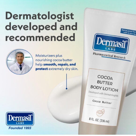 Lot of 6 Dermasil Cocoa Butter Moisturizing Body Lotion, 8 oz. - Picture 3 of 7